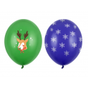 Balony ze świątecznym nadrukiem kolorowe mix - 1