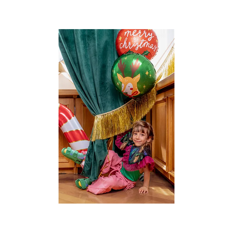 Balon foliowy zielony z Reniferem świąteczny - 2