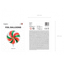 Balon foliowy cukierek biały zielony czerwony - 4