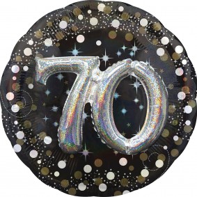 Balon foliowy w gwiazdki 70 urodziny czarny duży - 1