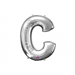 Balon foliowy litera C duża srebrna metalik 34''
