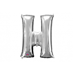 Balon foliowy litera H duża srebrna metalik 34''