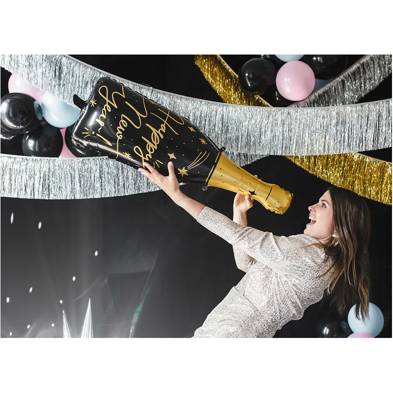 Balon foliowy na sylwestra szampan butelka złoty - 2