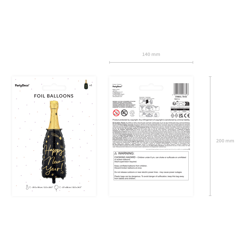 Balon foliowy na sylwestra szampan butelka złoty - 4