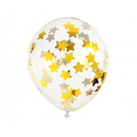 Balony lateksowe z konfetti gwiazdki transparentne - 1