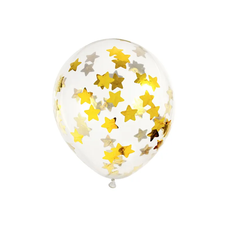 Balony lateksowe z konfetti gwiazdki transparentne - 1