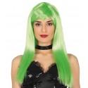 Peruka neonowa damska długie włosy zielona syntetyczna - 1