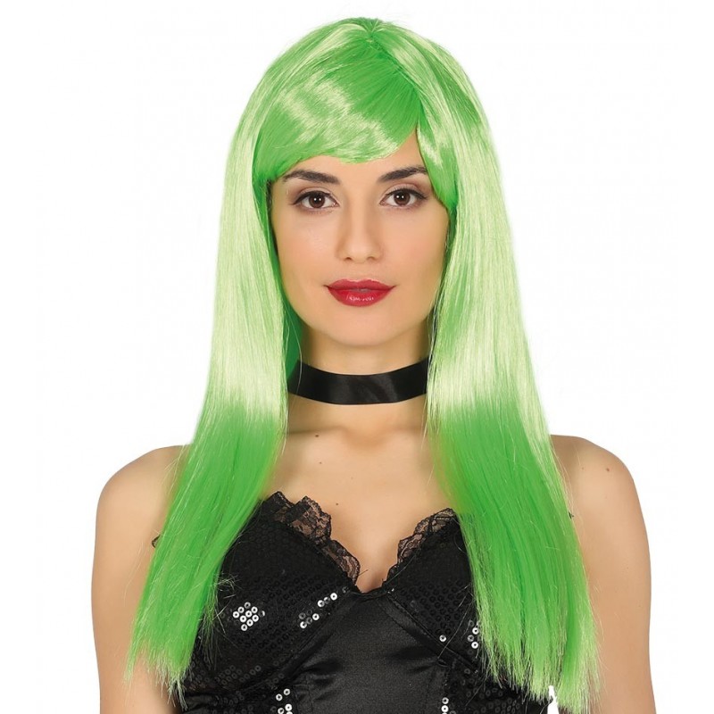 Peruka neonowa damska długie włosy zielona syntetyczna - 1