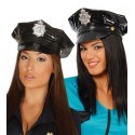 Czapka policjanta damska winylowa czarna z odznaką - 1