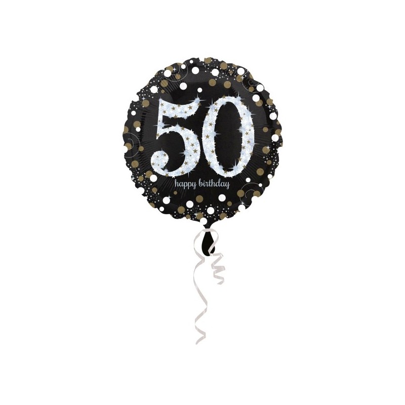 Balon foliowy okrągły 50 w złote kropki urodzinowy - 1