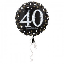 Balon foliowy okrągły 40 w złote kropki urodzinowy - 1