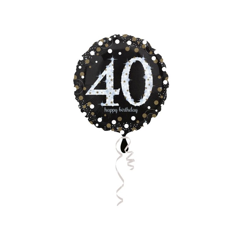 Balon foliowy okrągły 40 w złote kropki urodzinowy - 1