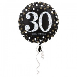 Balon foliowy okrągły 30 w złote kropki urodzinowy - 1