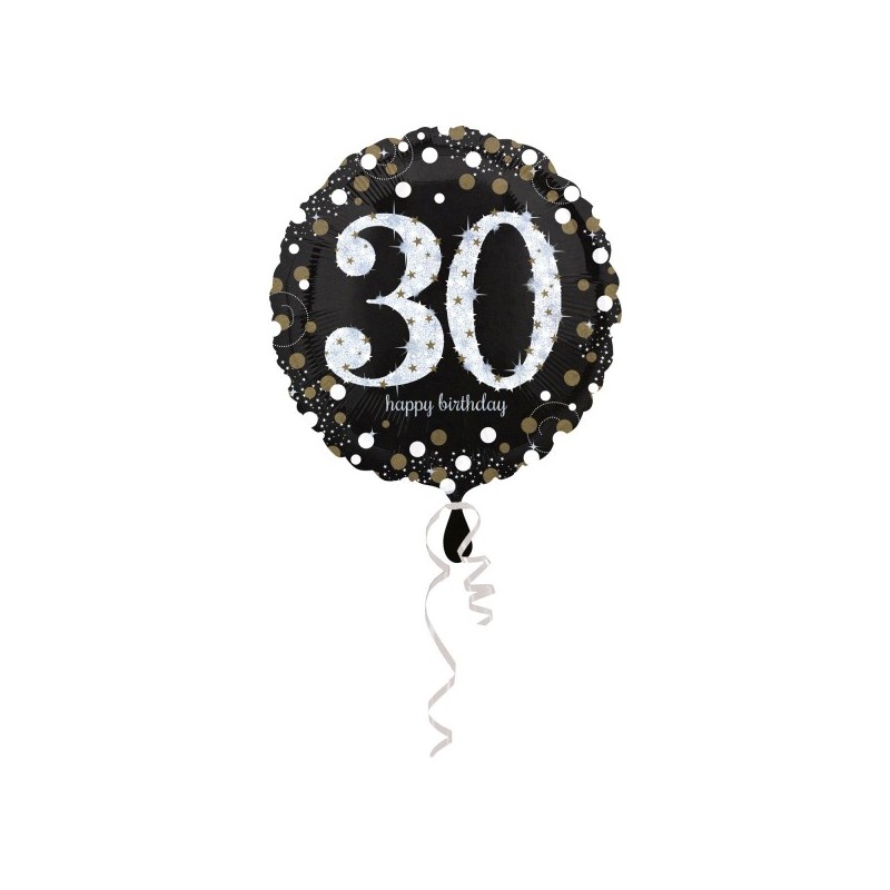 Balon foliowy okrągły 30 w złote kropki urodzinowy - 1