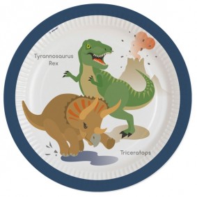 Talerze papierowe okrągłe dinozaury urodzinowe - 1