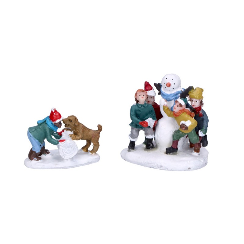 Figurka świąteczna dzieci bawiące się na śniegu