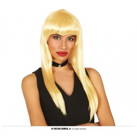 Blond peruka damska syntetyczne włosy z grzywką - 1
