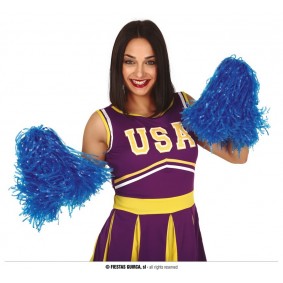 Pompony niebieskie do kostiumu cheerleaderki - 1
