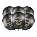 Balony lateksowe czarno-złote Happy New Year 6szt - 1