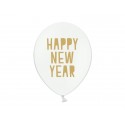 Balony lateksowe Happy New Year biało złote 6 szt - 1