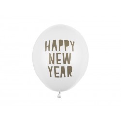 Balony lateksowe Happy New Year biało złote 6 szt - 4