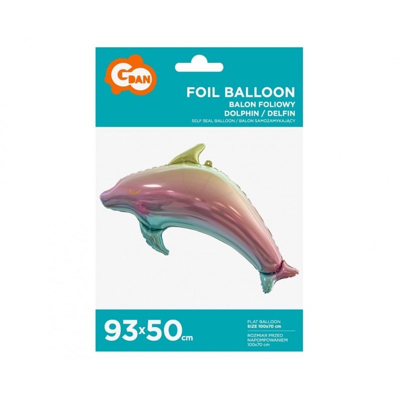 Balon foliowy Delfin tęczowy kolorowy opalizujący - 2