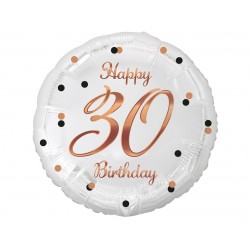 Balon foliowy 30 urodziny biały różowe złoto