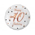 Balon foliowy 40 urodziny biały różowe złoto - 1