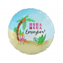 Balon foliowy Hura Hura Emerytura! z palmą zabawny - 1