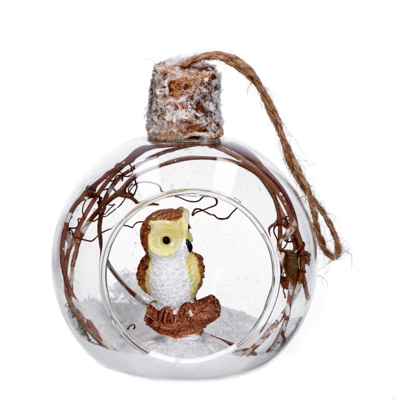 Bombka szklana z ptaszkiem i gałęziami na choinkę