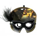Maska karnawałowa czarna z piórkiem zdobiona - 1