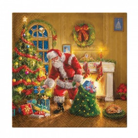 Serwetki świąteczne bożonarodzeniowe Mikołaj Dom - 1