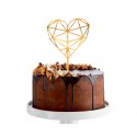 Złota dekoracja na tort topper piker serce złote - 2