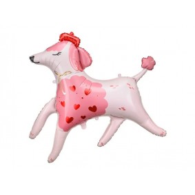 Balon foliowy pies pudel biały pastelowy różowy - 1