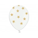 Balony lateksowe białe złote gwiazdki impreza 6szt - 1