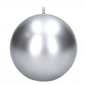 Świeca klasyczna kula srebrna 100mm metaliczna