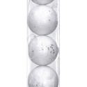 Bombki styropianowe białe z brokatem 6cm 12 sztuk