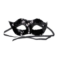 Maska wenecka czarna ozdobna z cekinami na oczy