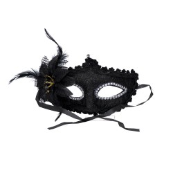 Maska karnawałowa z kwiatem czarna dekoracyjna