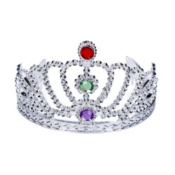 Tiara srebrna korona królowej z kamieniami ozdobna