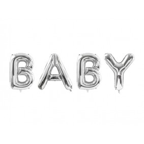 Balon foliowy srebrny dekoracja baby shower ozdoba - 1