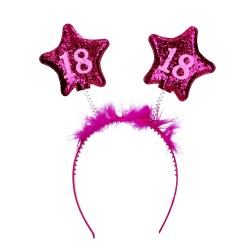 Opaska do włosów urodzinowa na głowę 18 różowa