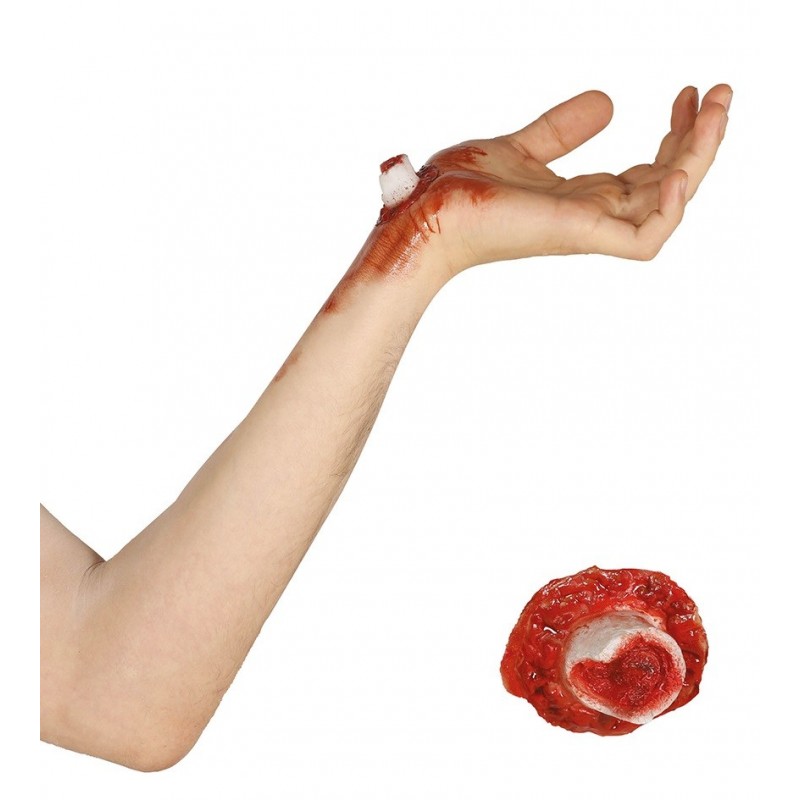 Naklejka  halloweenowa krwawa rana wystająca kość z reki - 1