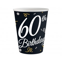Kubki papierowe czarno-białe urodzinowe na 60-tkę - 1