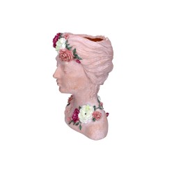 Doniczka głowa kobiety z kwiatkami we włosach 19,40x26,30x27,50cm