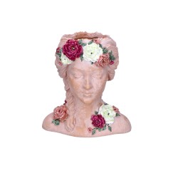 Osłonka na doniczkę głowa kobiety z kwiatami