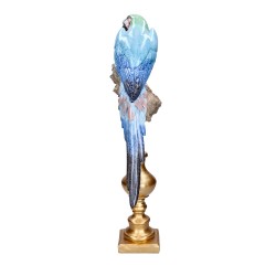 Posąg papugi niebiesko-złoty 10x11x45cm