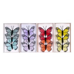 Motyle dekoracyjne kolorowe małe na szpilce 3szt