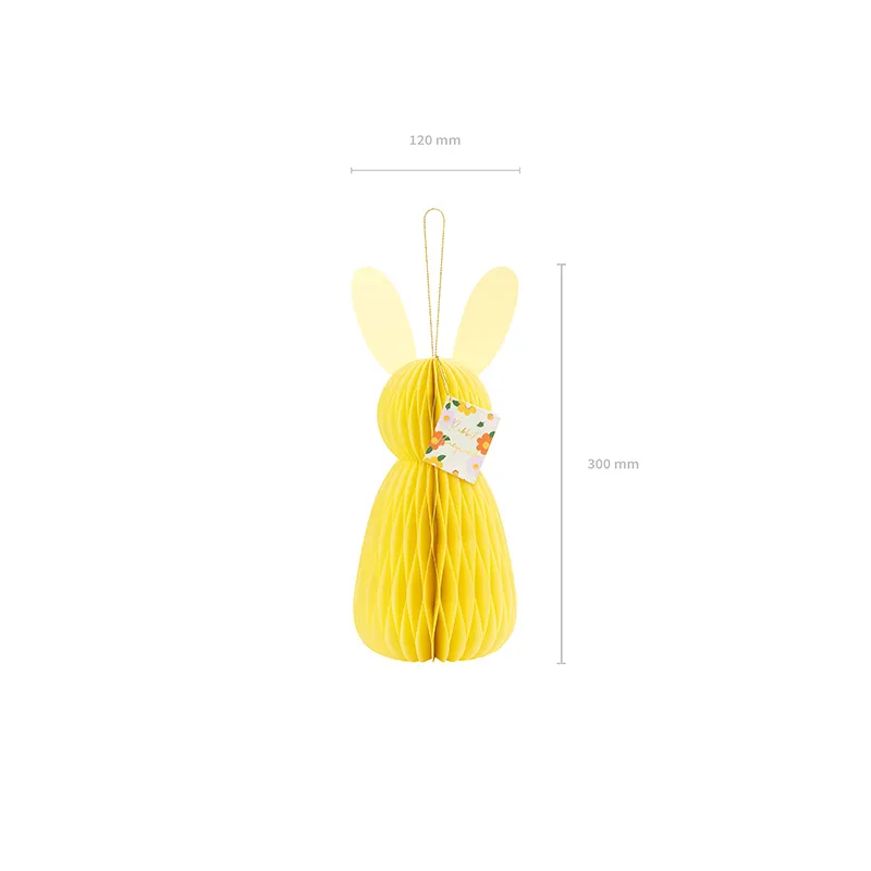 Dekoracja papierowa honeycomb króliczek żółty 30cm - 7