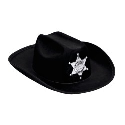 Czapka kapelusz czarny dla dzieci odznaka szeryfa